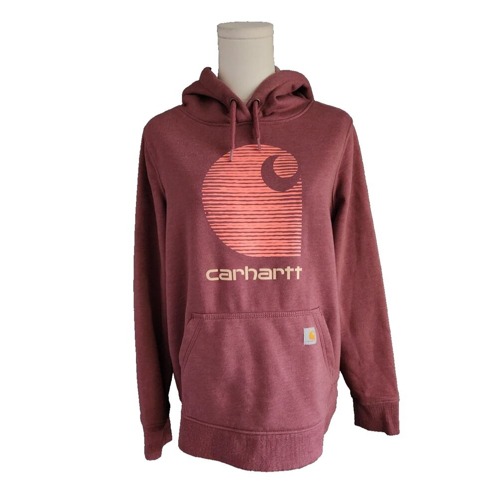 Carhartt Rain Defender Midweight C Logo Graphic Hoodie Women Medium Iron Ore